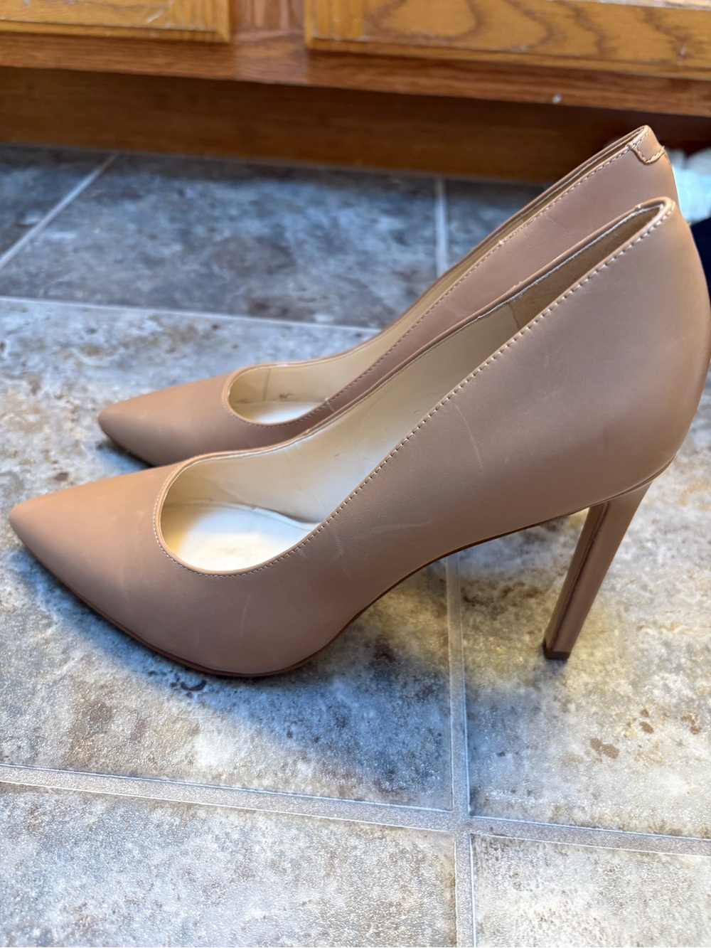 Nine West Taupe Pointed High Heel Pumps
